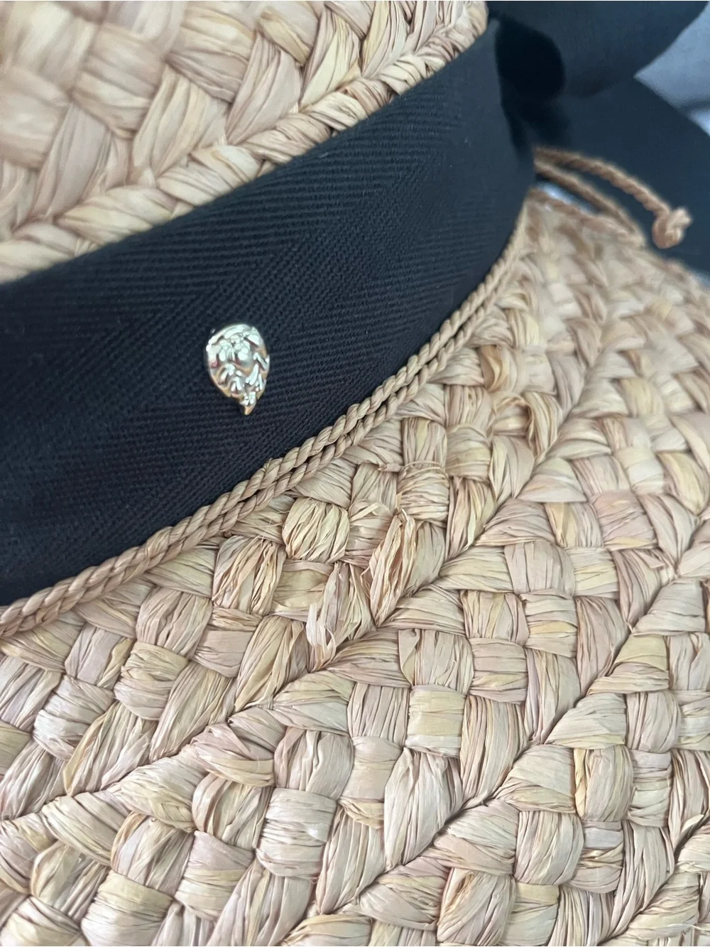 Helen Kaminski Classic 5 Raffia Hat with Black Ribbon